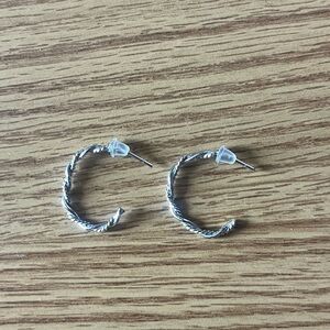 Elegant Silver Twisted Hoop Earrings